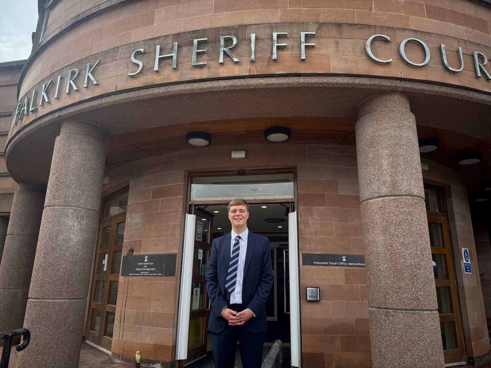 James Calder outside Falkirk Sheriff Court