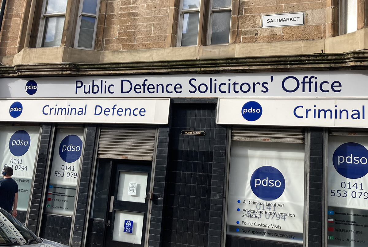 The front of the PDSO office building at Saltmarket, Glasgow.